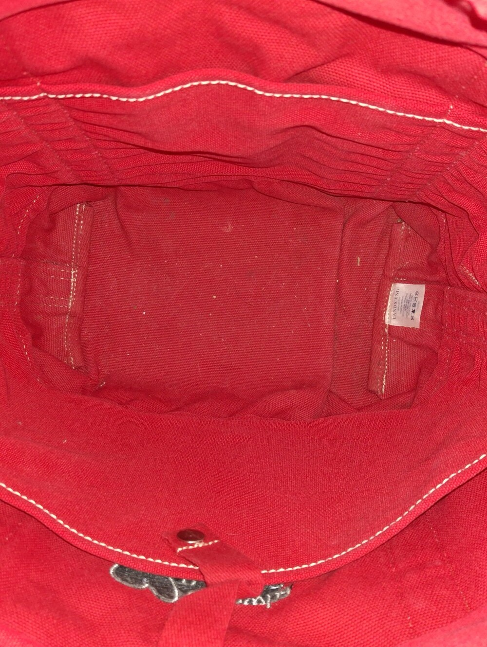 Lands' End Red Canvas Tote with White Stitching - Picture 7 of 7